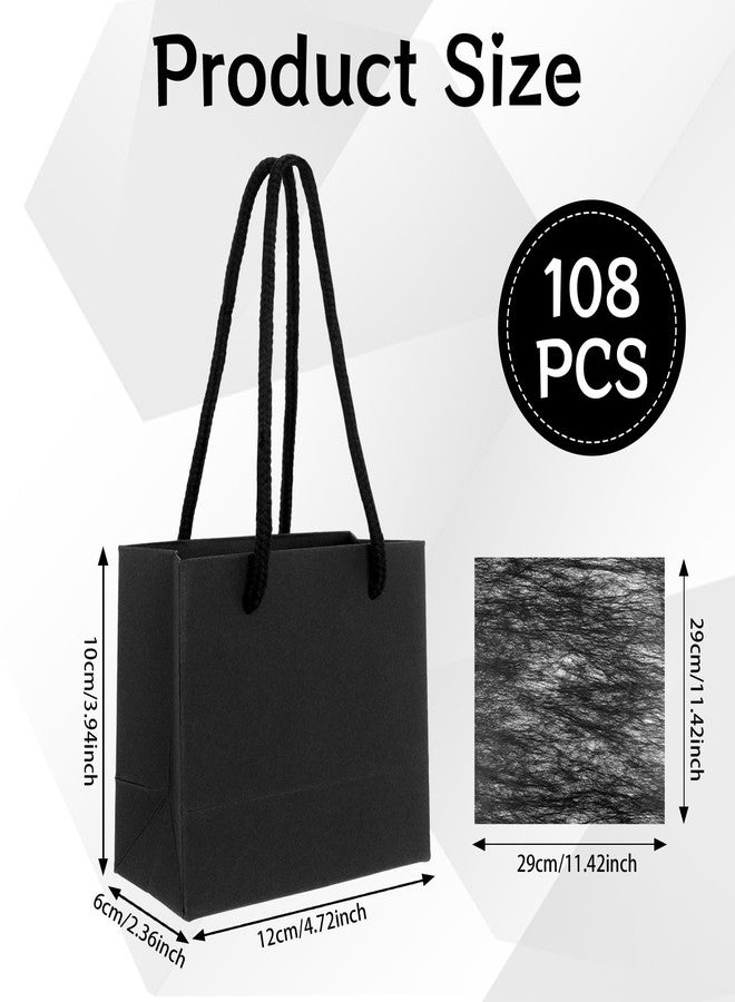 UCEHIPAW 108 Pcs Thicken Black Mini Gift Bags with Handles and Tissue Paper Small Paper Goodie Shopping Bags for Party Wedding Baby Shower Christmas Wrap Gift (3.9 x 4.7 x 2.4 Inch) - Image 2